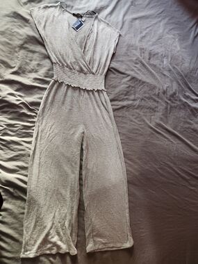 Marshalls Gray Ribbed Surplice Waist Jumpsuit